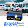 【🎃Halloween Treat】24V 100Ah LiFePO4 Battery | 100A BMS | 2560Wh