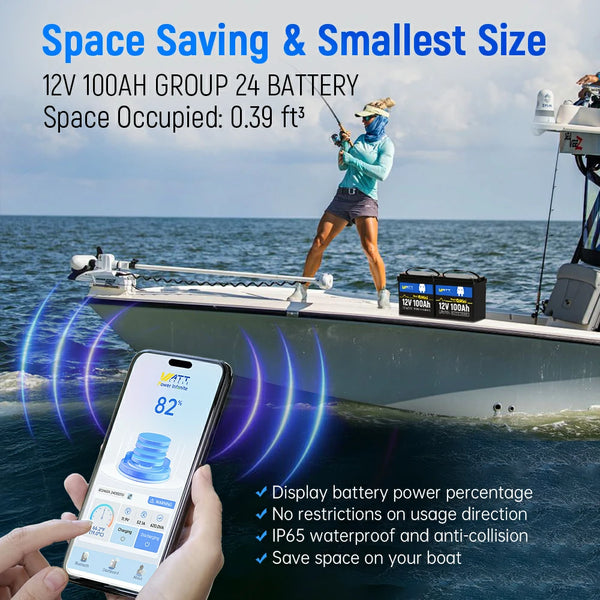 12V 100Ah Mini Bluetooth LiFePO4 Battery + 12V 20A Charger