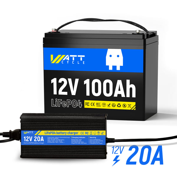 12V 100Ah Group 24 LiFePO4 Battery + 12V 20A Charger
