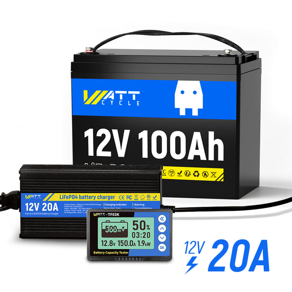 12V 100Ah Group 24 LiFePO4 Battery + 12V 20A Charger