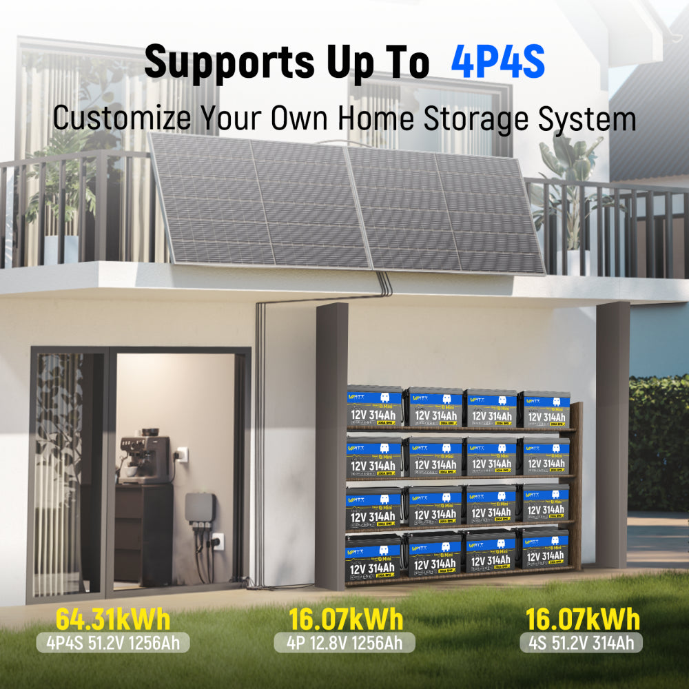 【⏰Prime Day】12V 314Ah LiFePO4 Battery with Bluetooth