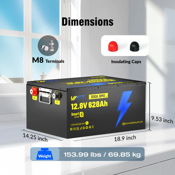 【Automatic C$120 OFF】12V 628Ah Bluetooth LiFePO4 Battery | 300A BMS | 8038Wh