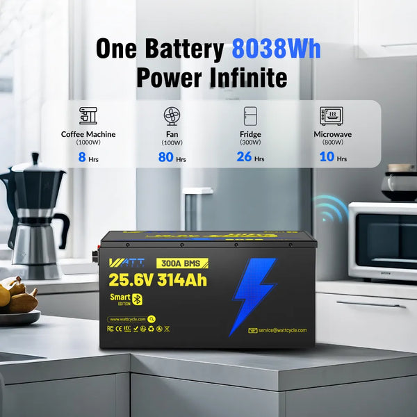 【🔥Final 1 Unit】24V 314Ah Bluetooth LiFePO4 Battery | 300A BMS | 8038Wh