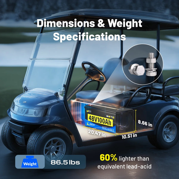 【🎃Halloween Treat】48V 100Ah Golf Cart Bluetooth LiFePO4 Battery | 200A BMS | 5120Wh