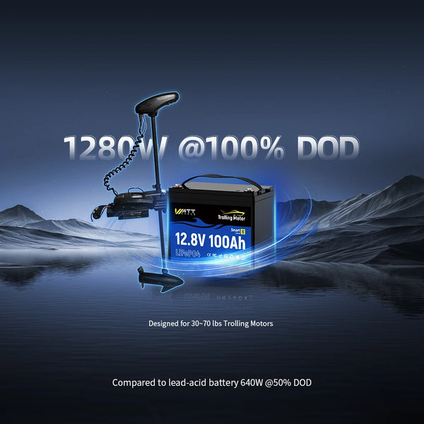 【🎃Halloween Treat】12V 100Ah Bluetooth Battery for Trolling Motors | 120A BMS | 1280Wh