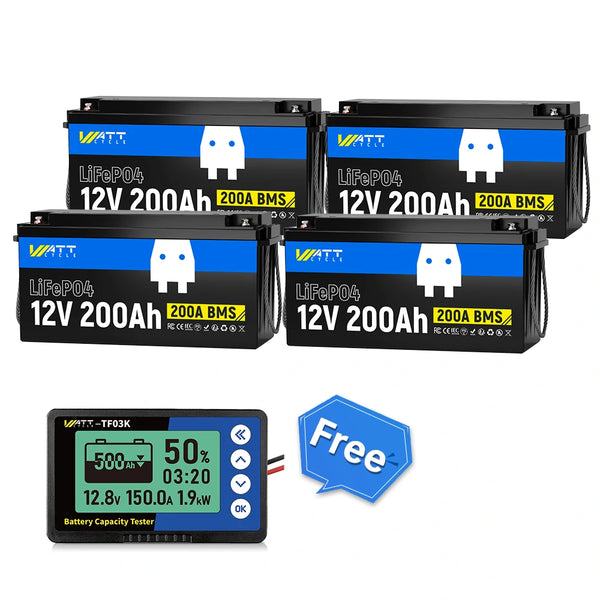 12V 200Ah Plus LiFePO4 Deep Cycle Battery | 200A BMS | 2560Wh | Low-temp Protection