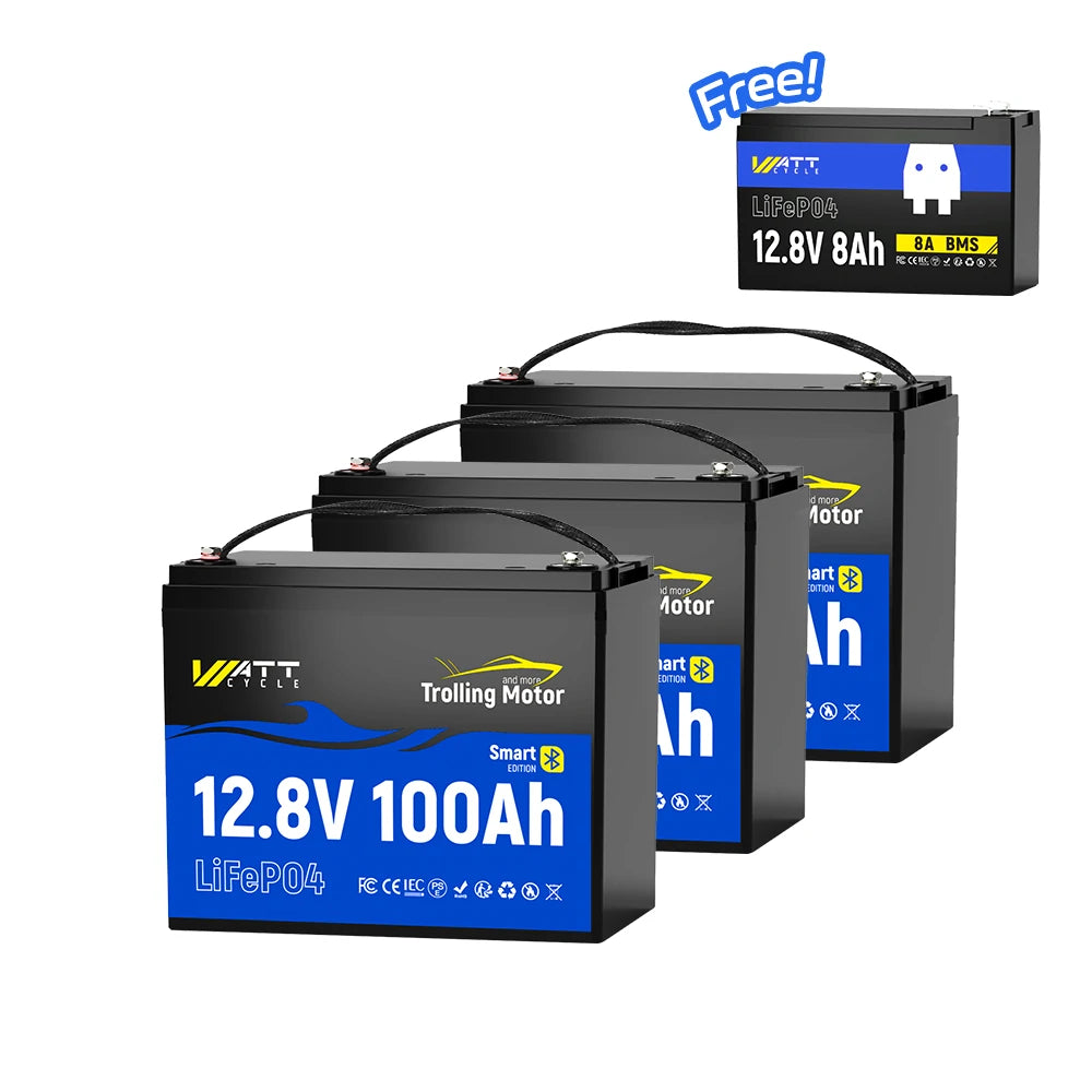【Free 12V 8Ah】36V 100Ah Battery with Bluetooth for Trolling Motors