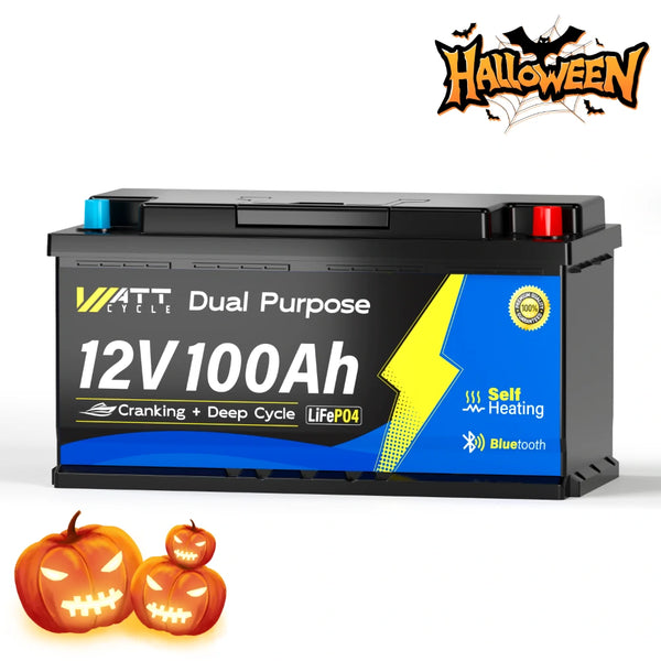 【🎃Halloween Treat】12V 100Ah 1200CCA Bluetooth LiFePO4 Battery with Self Heating | 200A BMS | 2560Wh