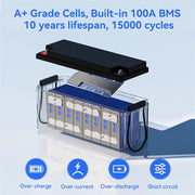 24V 100Ah LiFePO4 Battery | 100A BMS | 2560Wh | 30-70lb Trolling Motor