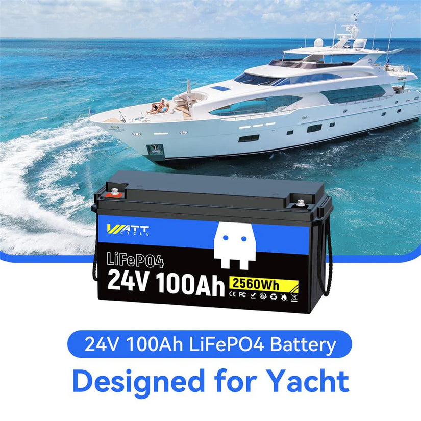 24V 100Ah LiFePO4 Battery | 100A BMS | 2560Wh | 30-70lb Trolling Motor
