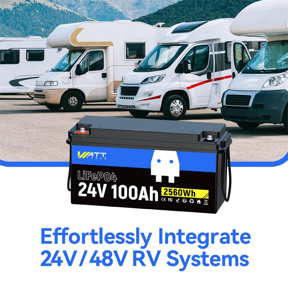 Batterie LiFePO4 24 V 100 Ah | BMS 100 A | 2560 Wh