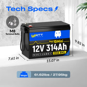 WattCycle 12V 314Ah Mini Heated & Bluetooth LiFePO₄ Lithium Battery – All-Weather Power