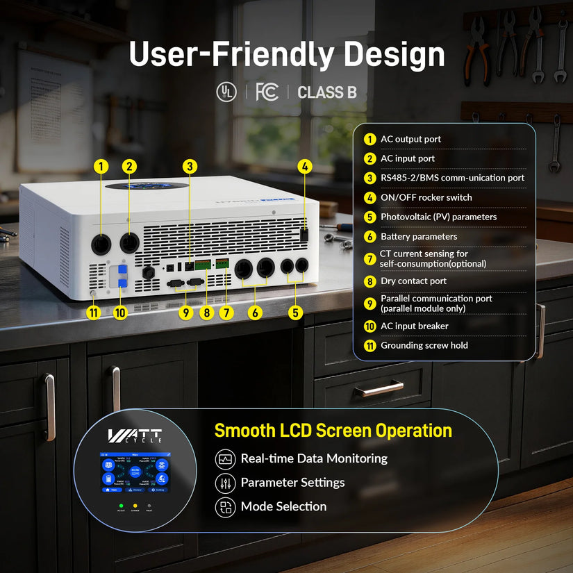 ⚡️ Pre-Order | Ships Aug 5⚡️ WattCycle V2 48V 12kW All-in-one Split Phase Hybrid Inverter - 120/240V, 24kW Dual MPPT, 250A Charger, Wi-Fi connection