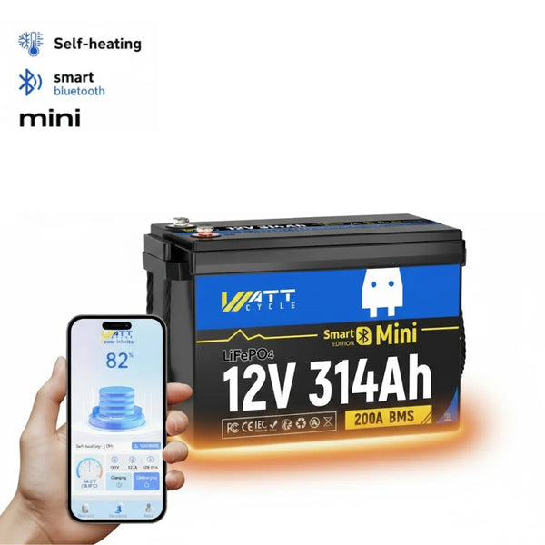 ⚡️Preorder – Ships June 10⚡️ WattCycle 12V 314Ah Mini Heated & Bluetooth LiFePO₄ Lithium Battery – All-Weather Power