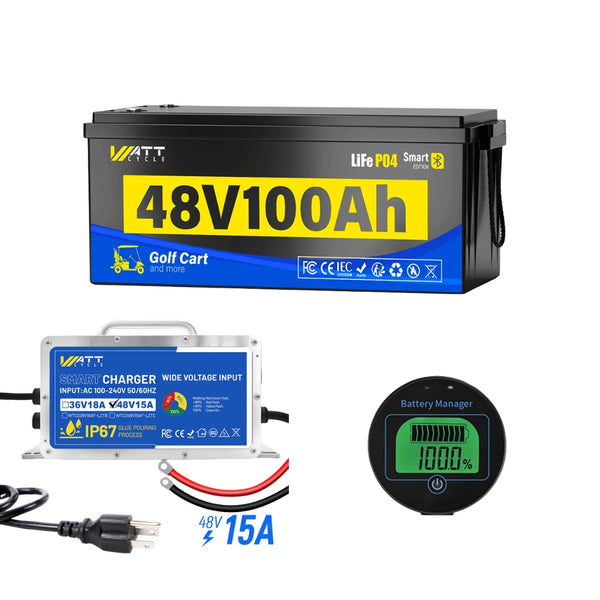 ⚡️Preorder – Ships June 10⚡️ [Free Monitor] 48V 100Ah Golf Cart Bluetooth LiFePO₄ Lithium Battey - 200A BMS