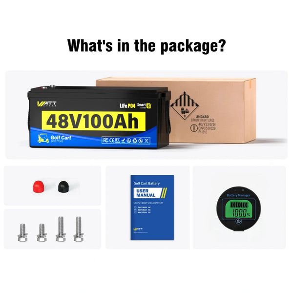 ⚡️Preorder – Ships June 10⚡️ [Free Monitor] 48V 100Ah Golf Cart Bluetooth LiFePO₄ Lithium Battey - 200A BMS