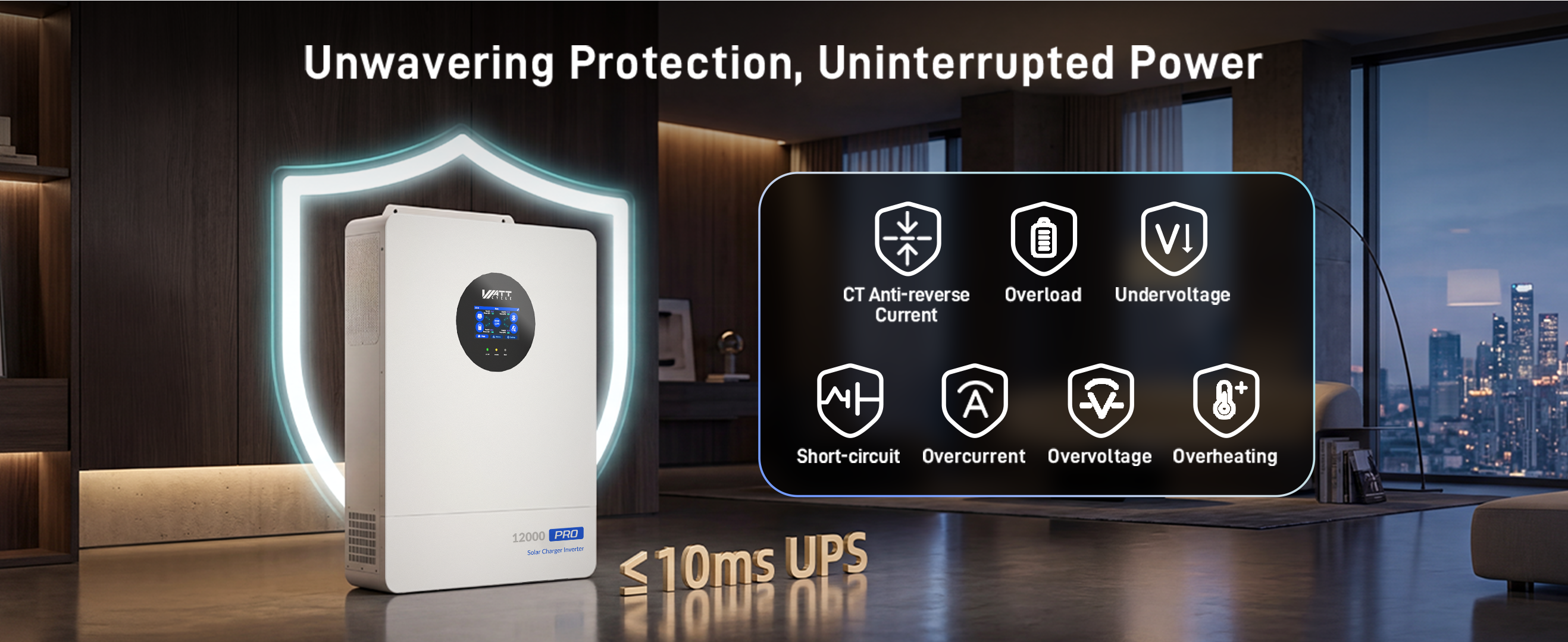 ⚡New Arrival⚡ WattCycle V2 48V 12kW All-in-one Split Phase Hybrid Inverter - UL1741 Certified, 120/240V, 24kW Dual MPPT, 250A Charger, Wi-Fi connection
