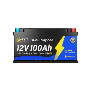 WattCycle 12V 100Ah 1200CCA Dual Purpose Marine Cranking Battery with Bluetooth and Self-heating
