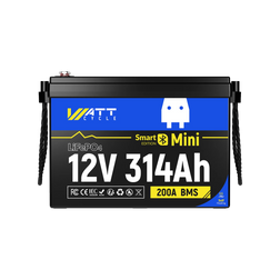 WattCycle 12V 314Ah Mini Bluetooth LiFePO4 Battery | Heavy-Gauge Internal Cabling & Continuous 200A BMS | Drop-in Upgrade for RV Solar