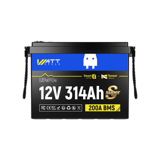 WattCycle 12V 314Ah Mini Super Bluetooth LiFePO4 Battery | 3A Active Balancer | Serviceable Case