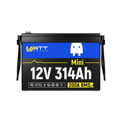 [👍 Bestseller] WattCycle 12V 314Ah Mini Basic LiFePO₄ Battery – 200A BMS, 4019Wh Deep Cycle