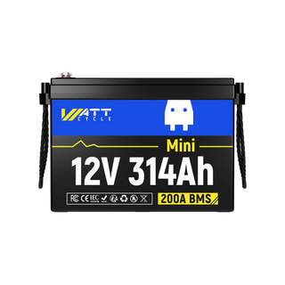 [👍 Bestseller] WattCycle 12V 314Ah Mini Basic LiFePO₄ Battery – 200A BMS, 4019Wh Deep Cycle