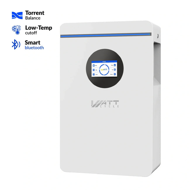 ⚡️Early Bird Price C$1399.99⚡️WattCycle 5.12kWh 48V 100Ah Wall-Mounted Bluetooth LiFePO4 Battery – Active Balancing | RS485/CAN