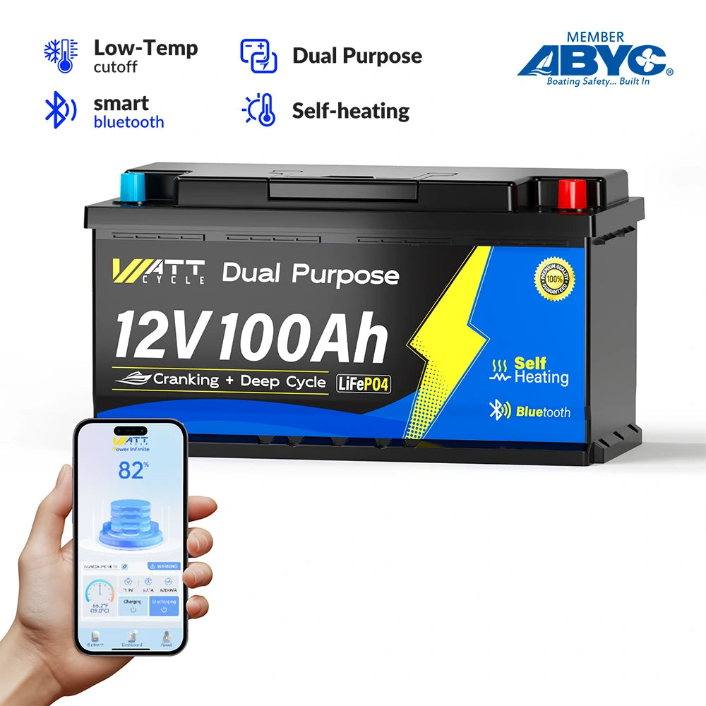 【👑3rd Anniversary】12V 100Ah 1200CCA Marine Cranking Battery with Bluetooth