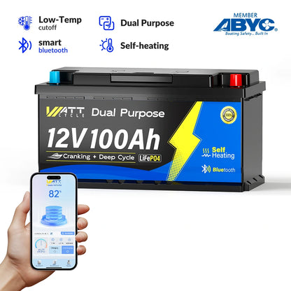 【👑3rd Anniversary】12V 100Ah 1200CCA Marine Cranking Battery with Bluetooth