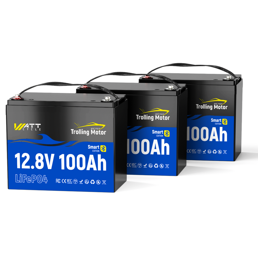 12V 100Ah TM Bluetooth LiFePO4 Marine Battery | 30–70lb Trolling Motors | 120A BMS surge protection