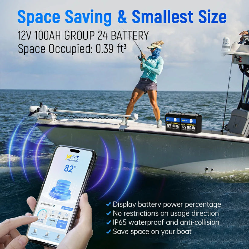 12V 100Ah Mini Bluetooth LiFePO4 Battery | 100A BMS | 1280Wh | Low-temp Protection