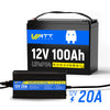 12V 100Ah Group 24 LiFePO4 Battery + 12V 20A Charger