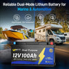 【🎃Halloween Treat】12V 100Ah 1200CCA Bluetooth LiFePO4 Battery with Self Heating | 200A BMS | 2560Wh