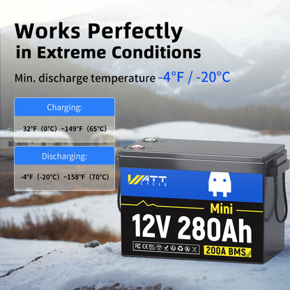 【20 Business Days Pre Sale】WattCycle 12V 280Ah Mini LiFePO4 Battery