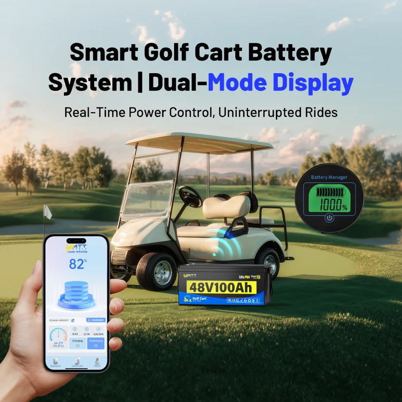[Moniteur gratuit] Batterie au lithium LiFePO₄ Bluetooth 48V 100Ah pour voiturettes de golf - BMS 200A