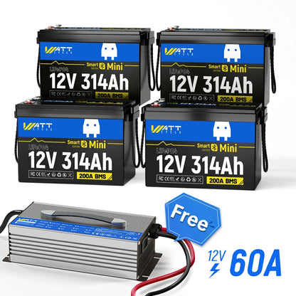 【⏰Prime Day】12V 314Ah LiFePO4 Battery with Bluetooth