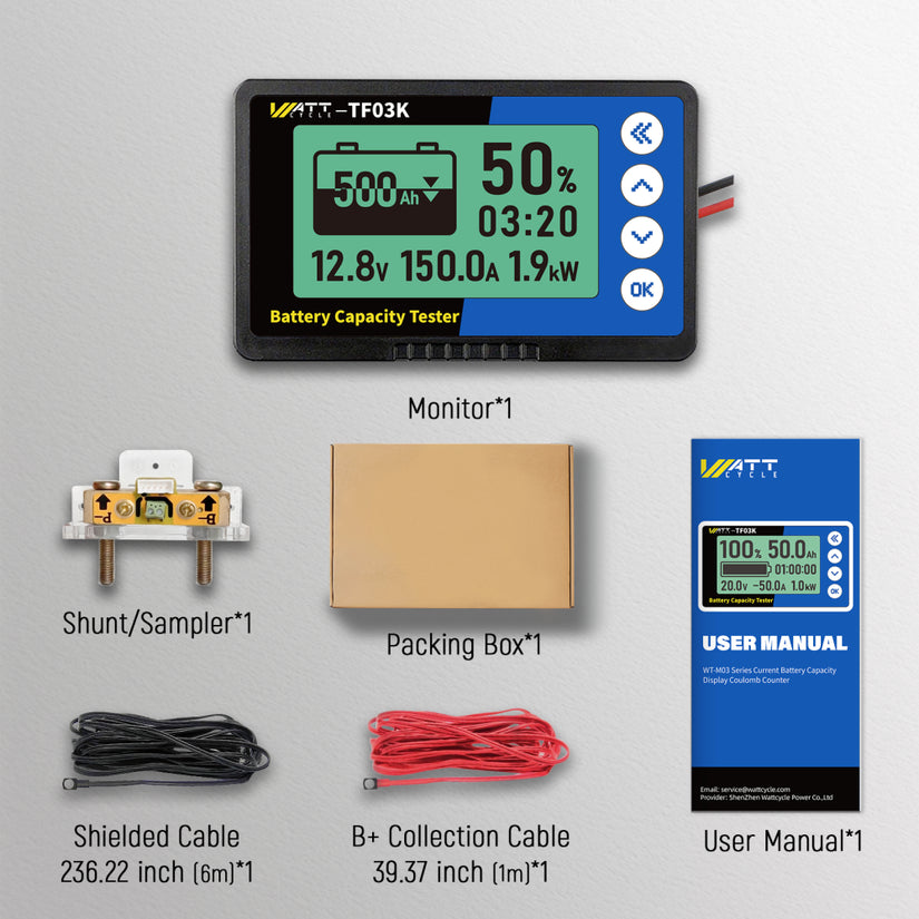 Moniteur de batterie LiFePO4 500 A avec shunt