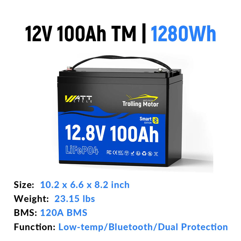 WattCycle_!2V_100Ah_Group24_LIFePO4_Bluetooth_Trolling_Motor_Battery