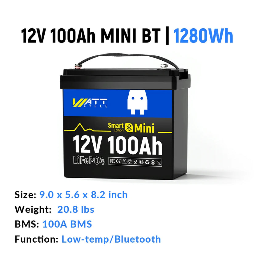 WattCycle_12V_100Ah_BluetoothLiFePO4_Battery_MINI_SIze_for_RV_Camper_Van