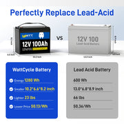 WattCycle_12V_100Ah_Group_24_LiFePO4_Battery_Lead_Acid_Replacement