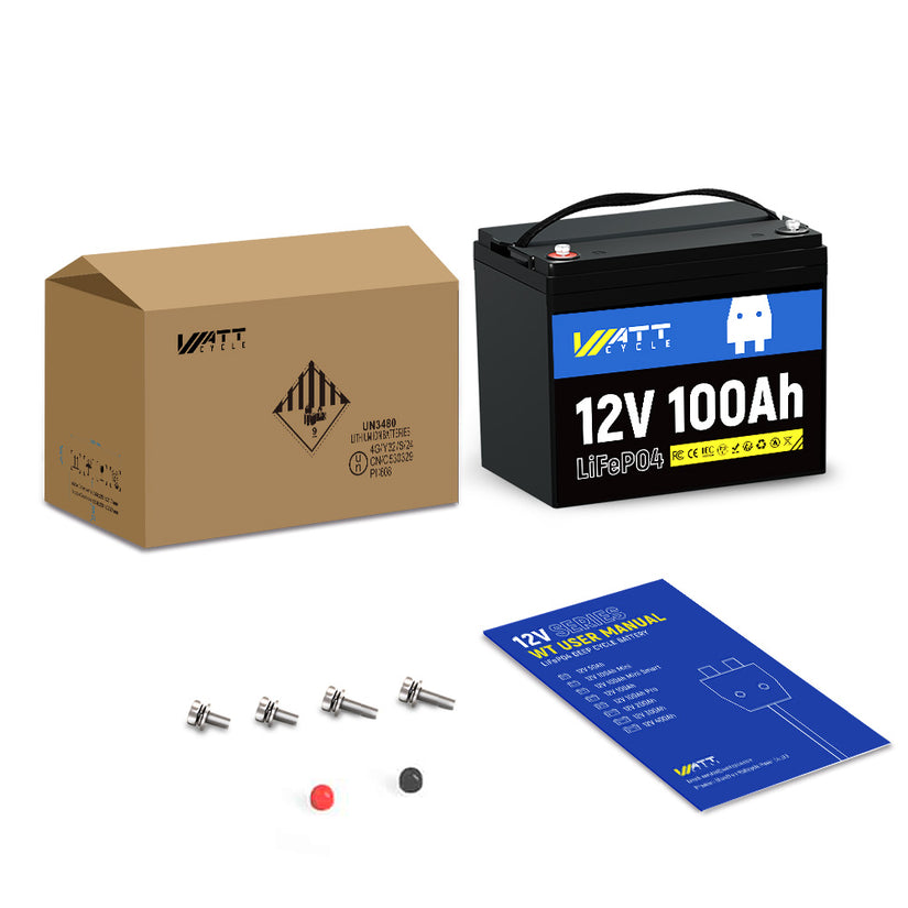 WattCycle_12V_100Ah_LiFePO4_Battery_Package