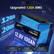 12V 100Ah TM Bluetooth LiFePO4 Marine Battery | 30–70lb Trolling Motors | 120A BMS surge protection