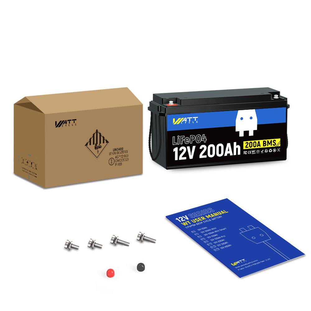 Batterie LiFePO4 12 V 200 Ah | BMS 200 A | 2560 Wh