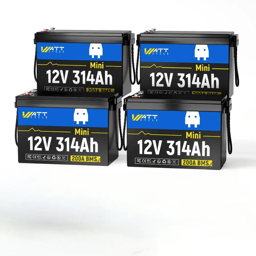 [👍 Bestseller] WattCycle 12V 314Ah Mini Basic LiFePO₄ Battery – 200A BMS, 4019Wh Deep Cycle