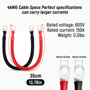 4AWG 11-Inch Battery Inverter Cable Set
