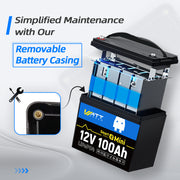 12V 100Ah Mini Bluetooth LiFePO4 Battery | 100A BMS | 1280Wh | Low-temp Protection