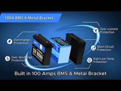 12V 100Ah Mini LiFePO4 Battery with Bluetooth KIt