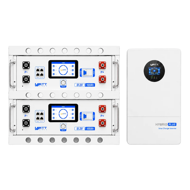 WattCycle V2.5 48V 100Ah Server Rack Lithium Battery and 12kW Split Phase Solar Inverter Bundle Kit, UL1741 Certified