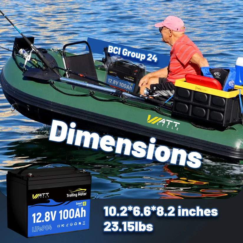 12V 100Ah TM Bluetooth LiFePO4 Marine Battery | 30–70lb Trolling Motors | 120A BMS surge protection